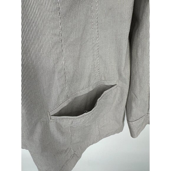 J Jill Pinstripe Cotton Stretch Button Up Mandarin Collar Jacket Size L - Picture 2 of 8